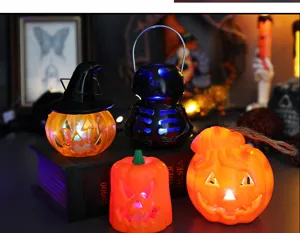 Σετ διακοσμητικά φανάρια κολοκύθας LED Halloween και φώτα κρανίου με απόκοσμη λάμψη