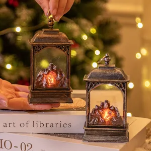 Lanterne de cheminée LED avec flamme vacillante réaliste pour décoration de table.