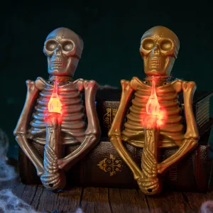 Luci LED a forma di scheletro per Halloween in oro e argento per un'atmosfera horror