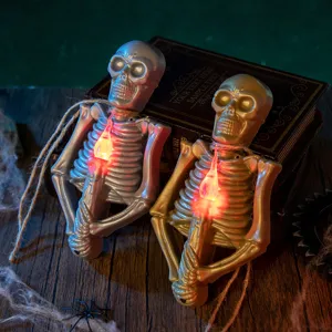 Candele LED scheletro di Halloween in oro e argento per decorazioni per feste spaventose