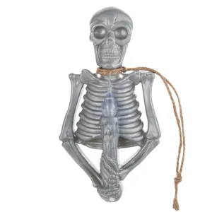 Decorazione di Halloween scheletro appeso con candela LED luminosa e corda di canapa