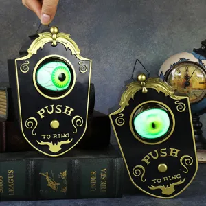 Timbre de Halloween con ojo aterrador, luz LED y sonido para decoración de terror