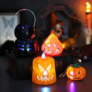 Σετ διακοσμητικά LED φώτα κολοκύθας Halloween και φανάρι σκελετού για γιορτινή ατμόσφαιρα πάρτι