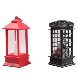 Mini lanterne decorative a LED rosse e nere per luci notturne festive di Natale.