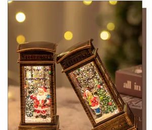 Linterna bola de nieve con cabina telefónica Papá Noel luz regalo festivo decorativo