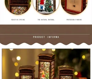 Bola de nieve cabina telefónica de Navidad, lámpara de cristal luminosa regalo festivo.