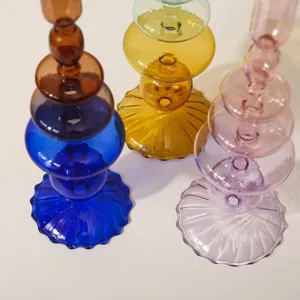 Bougeoir en verre empilable coloré vase d'art minimaliste décoration de table