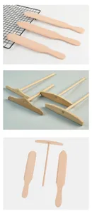 Wooden crepe spreader pancake rake set kitchen cooking tools detailed view of wooden gadgets