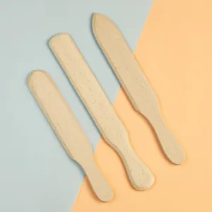 Wooden crepe spreader set, natural wood pancake rake tools for kitchen baking and cooking.