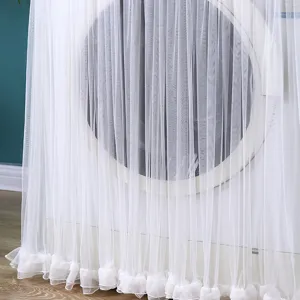 Fundas antipolvo transparentes de encaje blanco para lavadora, elegante volante.