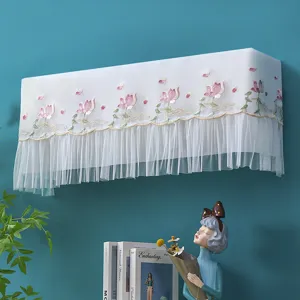 Wall-mounted AC dust cover white lace embroidered lotus flower breathable half wrap protector