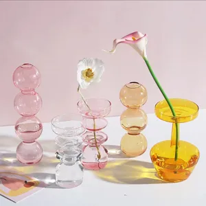 Creative glass bubble vase aesthetic colorful transparent nordic home decor tabletop