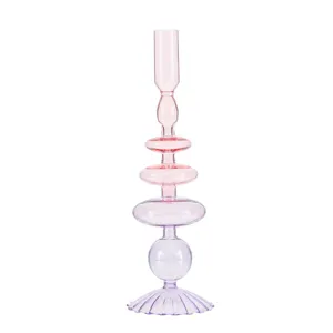 Chandelier en verre minimaliste créatif dégradé rose violet décoration de table élégante