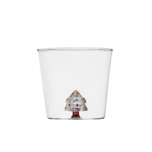 Tazza di vetro dell'albero di Natale 3D fatta a mano tazza trasparente regalo festivo
