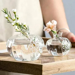 Vase en verre grenade fait main japonais minimaliste créatif pour déco de bureau.