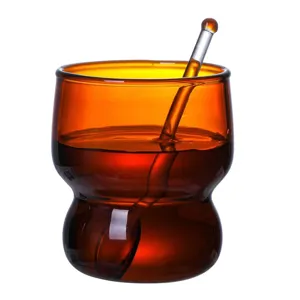 Tasse en verre ambré avec cuillère tasse à café créative tasse à lait verre de boisson