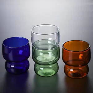Tasse à Café en Verre Résistant à la Chaleur Créative Tasse à Lait et Eau Colorée Ambre Vert Bleu Vaisselle Domestique