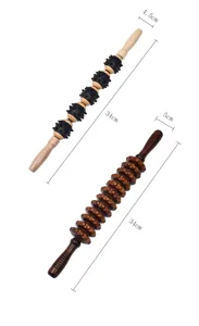 Houten handmatige massageroller voor rug en nek voor spierontspanning, lengte 34 cm.
