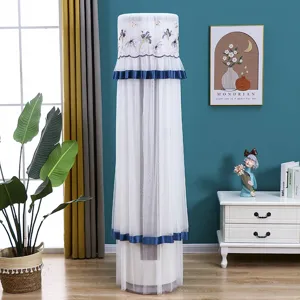 Cylindrical vertical air conditioner dust cover white lace embroidered home living room decor