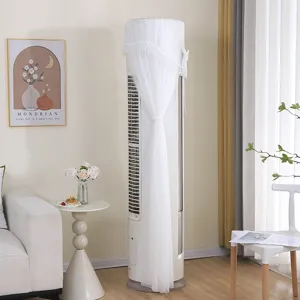 Fodera antipolvere per condizionatore d'aria verticale, design in rete di pizzo bianco.