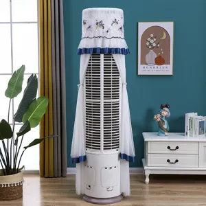 Cylindrical vertical air conditioner dust cover lace embroidered floral living room protector