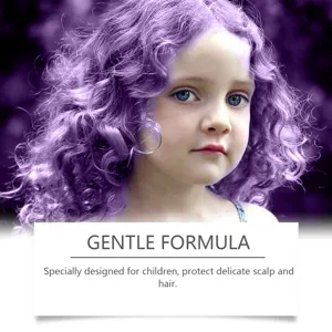 Sanfte violette Haarfärbecreme Detailansicht, speziell für Kinderkopfhaut und Haarpflege.