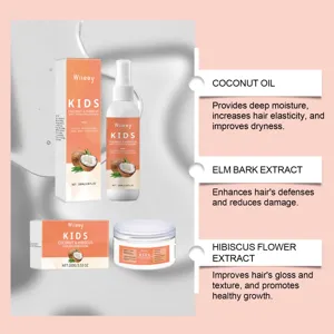 Wiieey Kids Coconut & Hibiscus Hair Care Set Deep Moisture Detangler Curling Cream 100ml