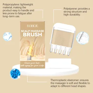 Brosse de massage manuelle pour cuir chevelu EOHOE avec réservoir, poils souples pour soins.
