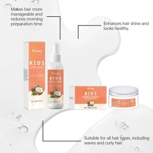 Wiieey kids hair care detangler spray and curling cream set for daily styling and shine.