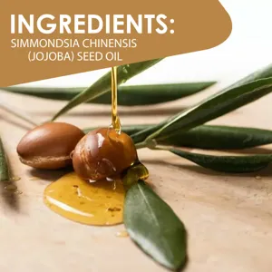 Jojoba seed oil hair care detail shot showing pure plant extract and nourishing drops.