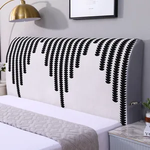 Fodera per testata letto moderna in ciniglia nera e bianca protezione antipolvere elastica.