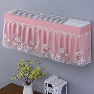 Pink lace embroidered wall mounted air conditioner dust cover decorative protective cover.