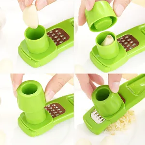 Prensa ajos manual verde utensilio de cocina de plástico triturador picador práctico