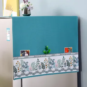 Housse de protection anti-poussière avec broderie florale pour réfrigérateur et machine à laver.