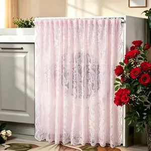Pink lace washing machine cover dustproof curtain for home balcony dryer appliance decoration