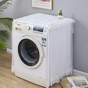 Fundas de lavadora de encaje blanco, cubierta protectora de tela antipolvo para lavadoras.