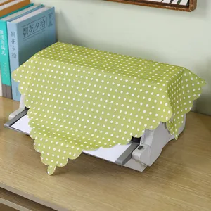 Green polka dot dust cover for printer microwave oven fabric home office use detail view