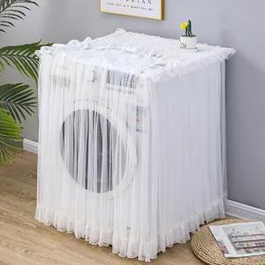 Fundade polvo de encaje blanco para lavadora, elegante diseno de volantes para frontal.