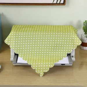 Green polka dot fabric dust cover for printer microwave oven home office appliance protector.