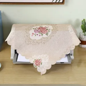 Floral embroidered fabric dust cover for printer, microwave oven, elegant home decor protector