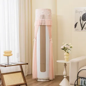 Fundas antipolvo verticales de encaje rosa, elegante diseño de bordado floral para el hogar.