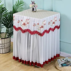 Cubierta para Lavadora de Encaje Bordado A Prueba de Polvo Protección Solar Cubierta Universal para Lavadora Decoración del Hogar