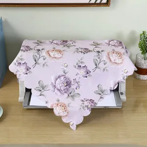 Floral fabric dust cover for printer microwave oven appliance protector home office decor.