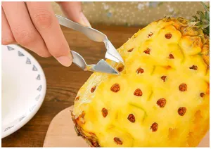 Stainless steel pineapple eye remover clip kitchen fruit peeler tool detail view