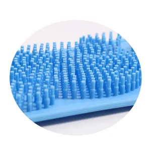Long silicone bath scrubber for back exfoliating and daily body washing dual-sided tool