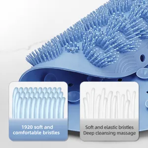 Tappetino per doccia in silicone per piedi con setole dense per massaggio rilassante e antiscivolo.