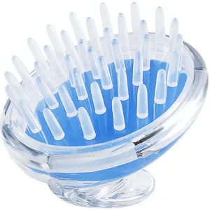 Silicone scalp massage brush for hair washing and dandruff relief, soft shampoo scrubber tool.