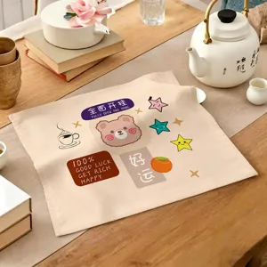 Telo antipolvere copritavolo da tè in cotone con stampa di orsetto carino decoro