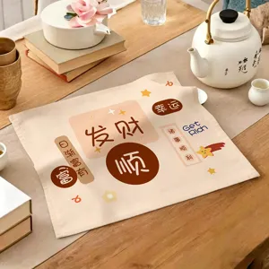 Copertura antipolvere per tavolino da tè tappetino decorativo per vassoi con testi cinesi moderni