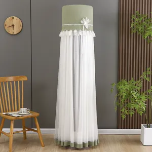 Vertical cylindrical air conditioner dust cover lace mesh protective cover home decor